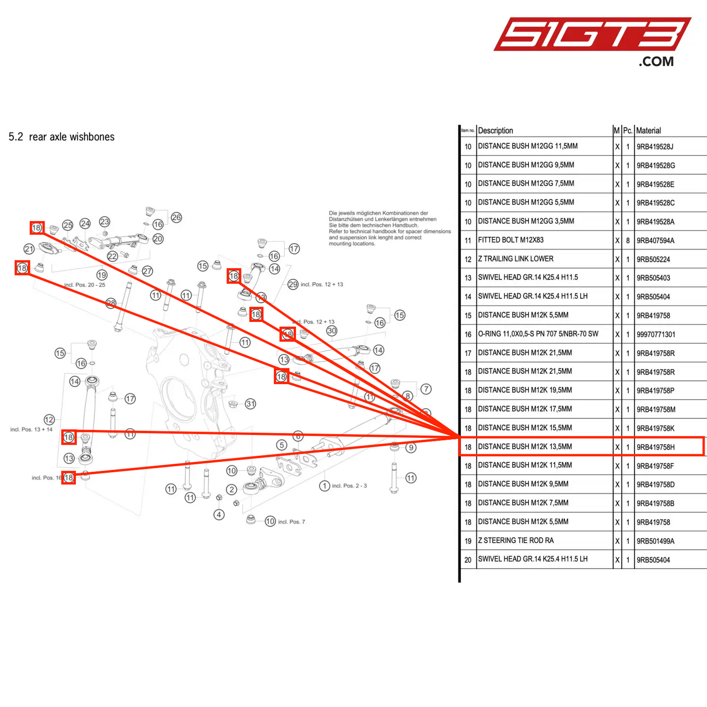 DISTANCE BUSH M12K 13,5MM - 9RB419758H [PORSCHE 992.1 GT3 R]