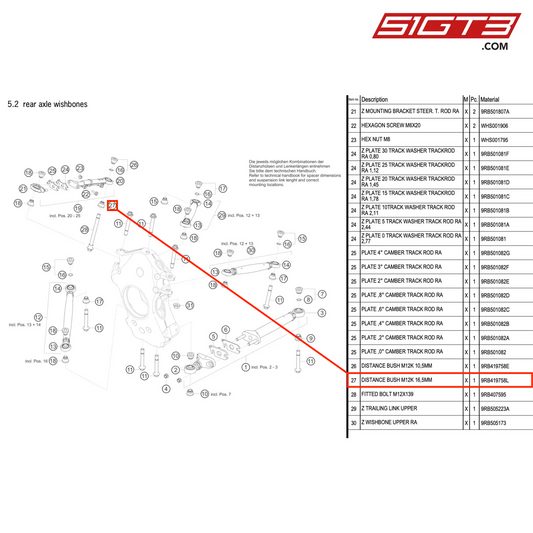 DISTANCE BUSH M12K 16,5MM - 9RB419758L [PORSCHE 992.1 GT3 R]