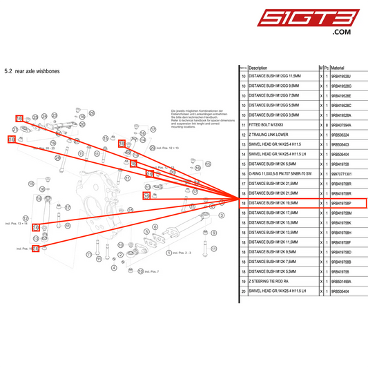 DISTANCE BUSH M12K 19,5MM - 9RB419758P [PORSCHE 992.1 GT3 R]