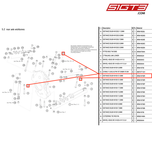 DISTANCE BUSH M12K 21,5MM - 9RB419758R [PORSCHE 992.1 GT3 R]