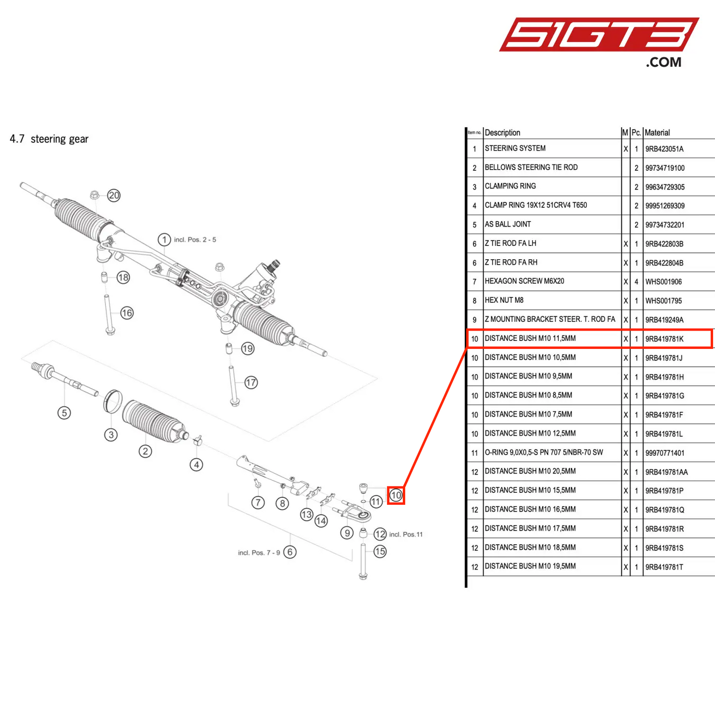 DISTANCE BUSH M10 11,5MM - 9RB419781K [PORSCHE 992.1 GT3 R]