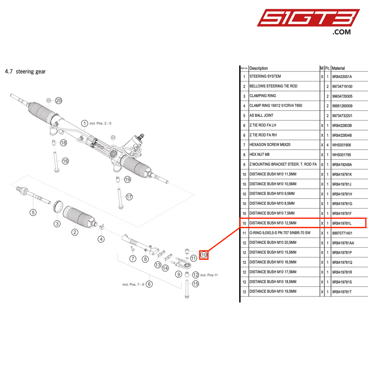 DISTANCE BUSH M10 12,5MM - 9RB419781L [PORSCHE 992.1 GT3 R]