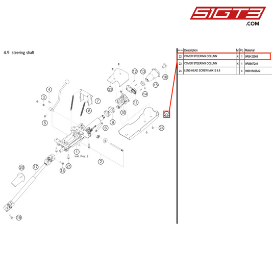 COVER STEERING COLUMN - 9RB422569 [PORSCHE 992.1 GT3 R]