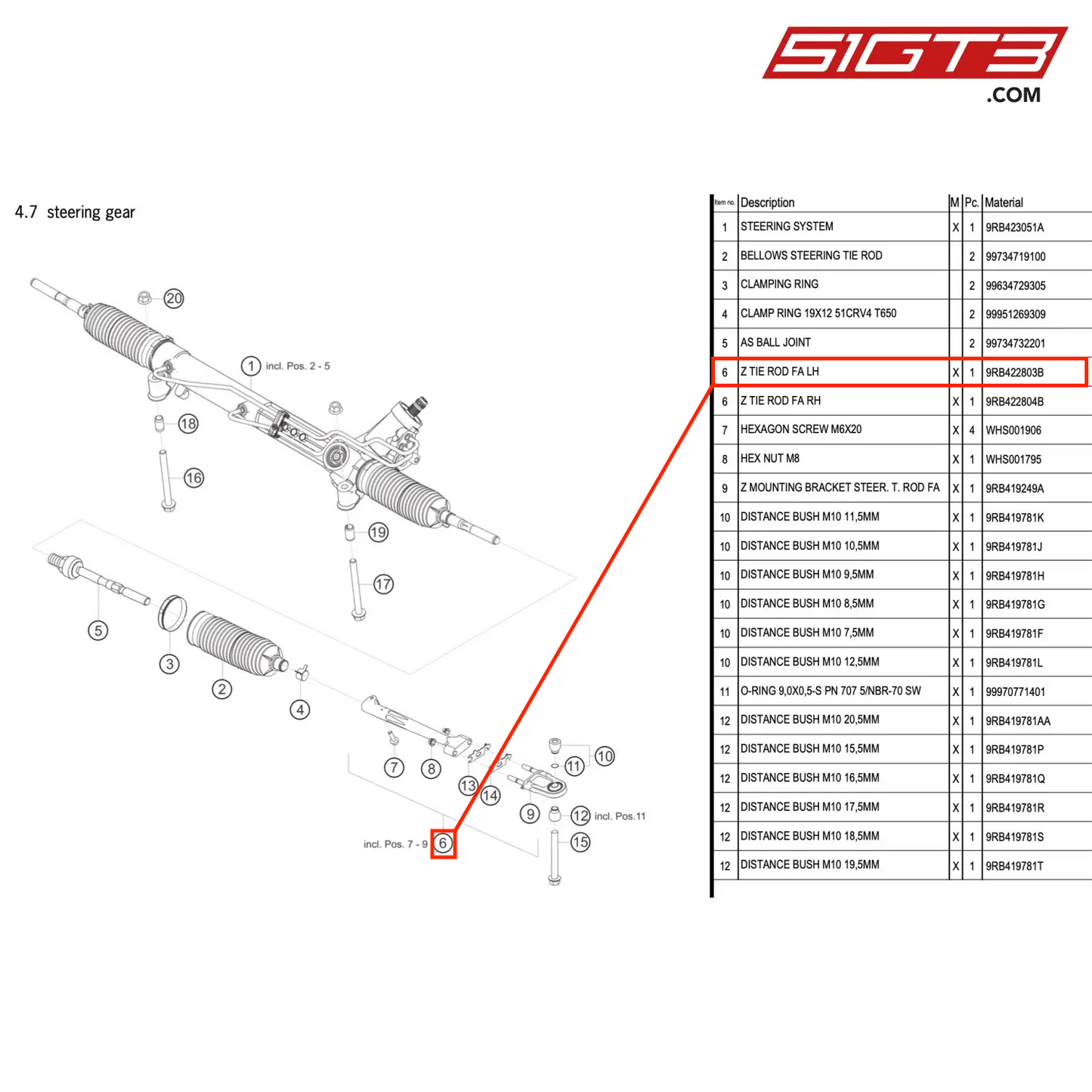 Z TIE ROD FA LH - 9RB422803B [PORSCHE 992.1 GT3 R]