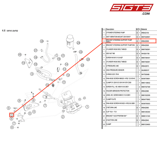 BRACKET STEERING SUPPORT PUMP SMALL - 9RB422906 [PORSCHE 992.1 GT3 R]