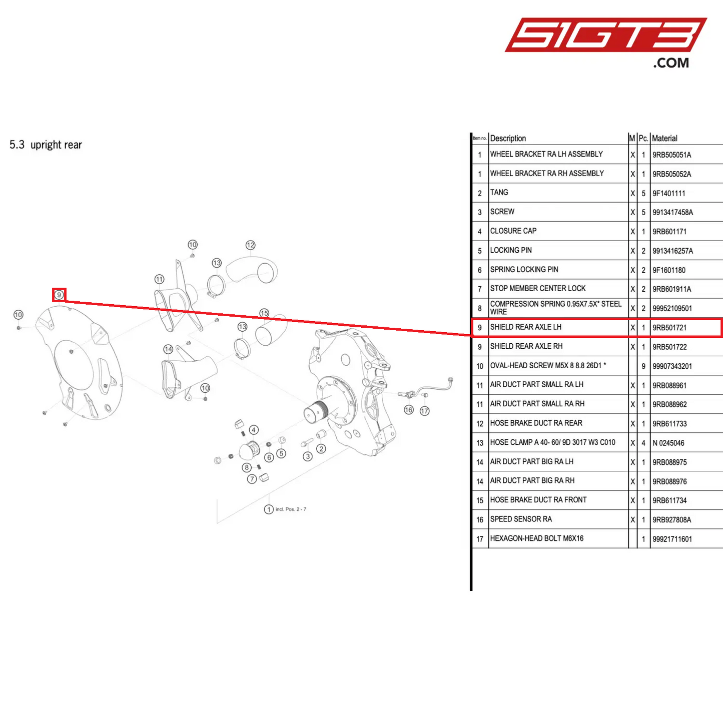 SHIELD REAR AXLE LH - 9RB501721 [PORSCHE 992.1 GT3 R]