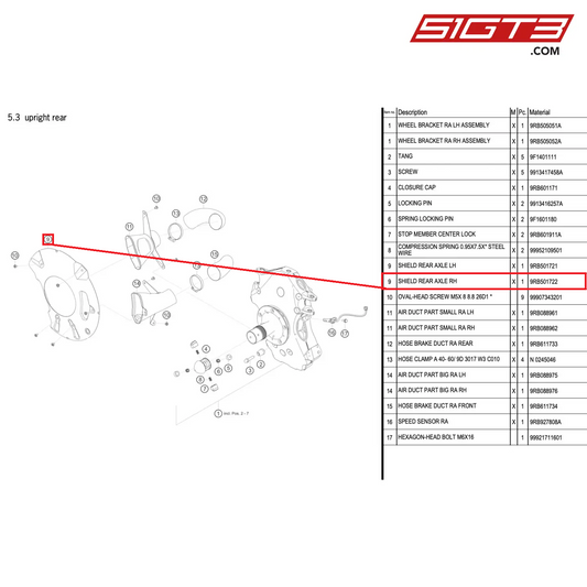 SHIELD REAR AXLE RH - 9RB501722 [PORSCHE 992.1 GT3 R]