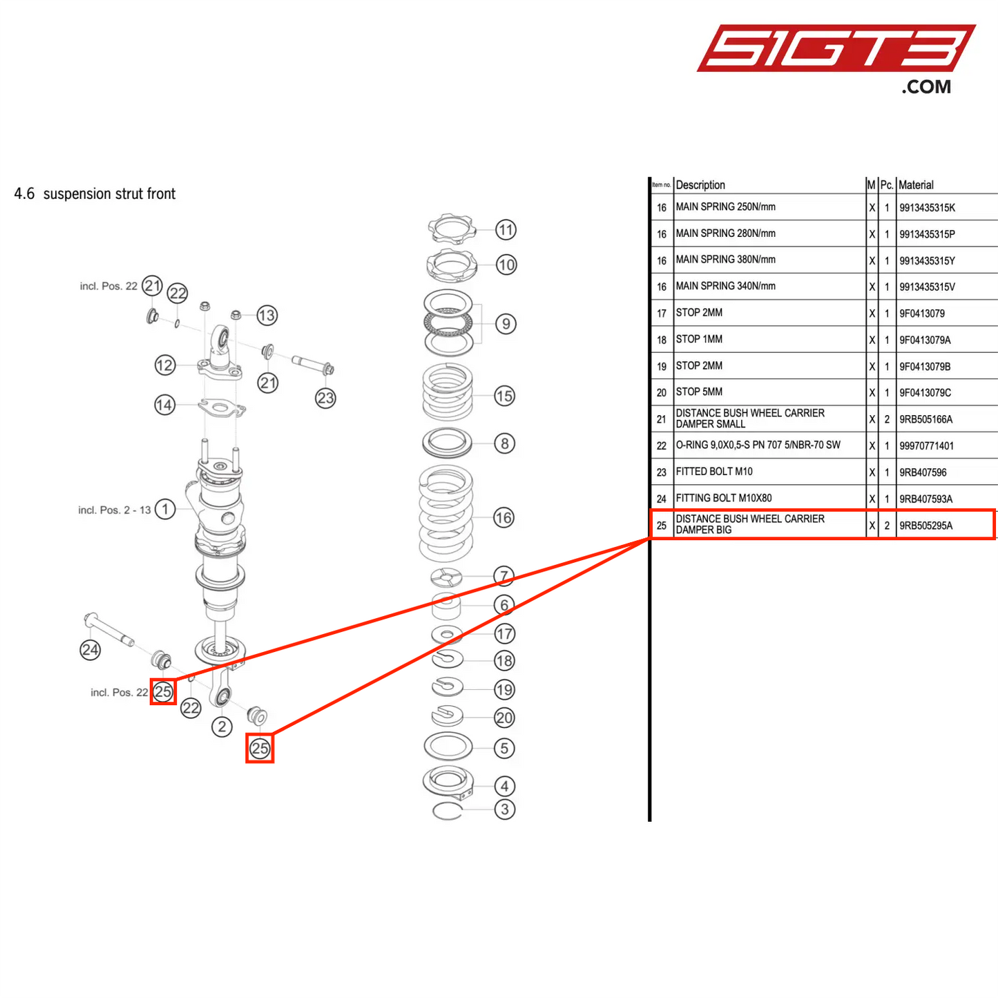 DISTANCE BUSH WHEEL CARRIER DAMPER BIG - 9RB505295A [PORSCHE 992.1 GT3 R]