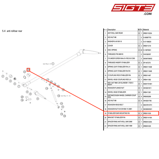 STABILIZER BAR MOUNTING RA - 9RB511035 [PORSCHE 992.1 GT3 R]