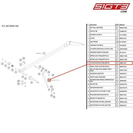 Z COUPLING ROD STABILIZER RA - 9RB511467 [PORSCHE 992.1 GT3 R]