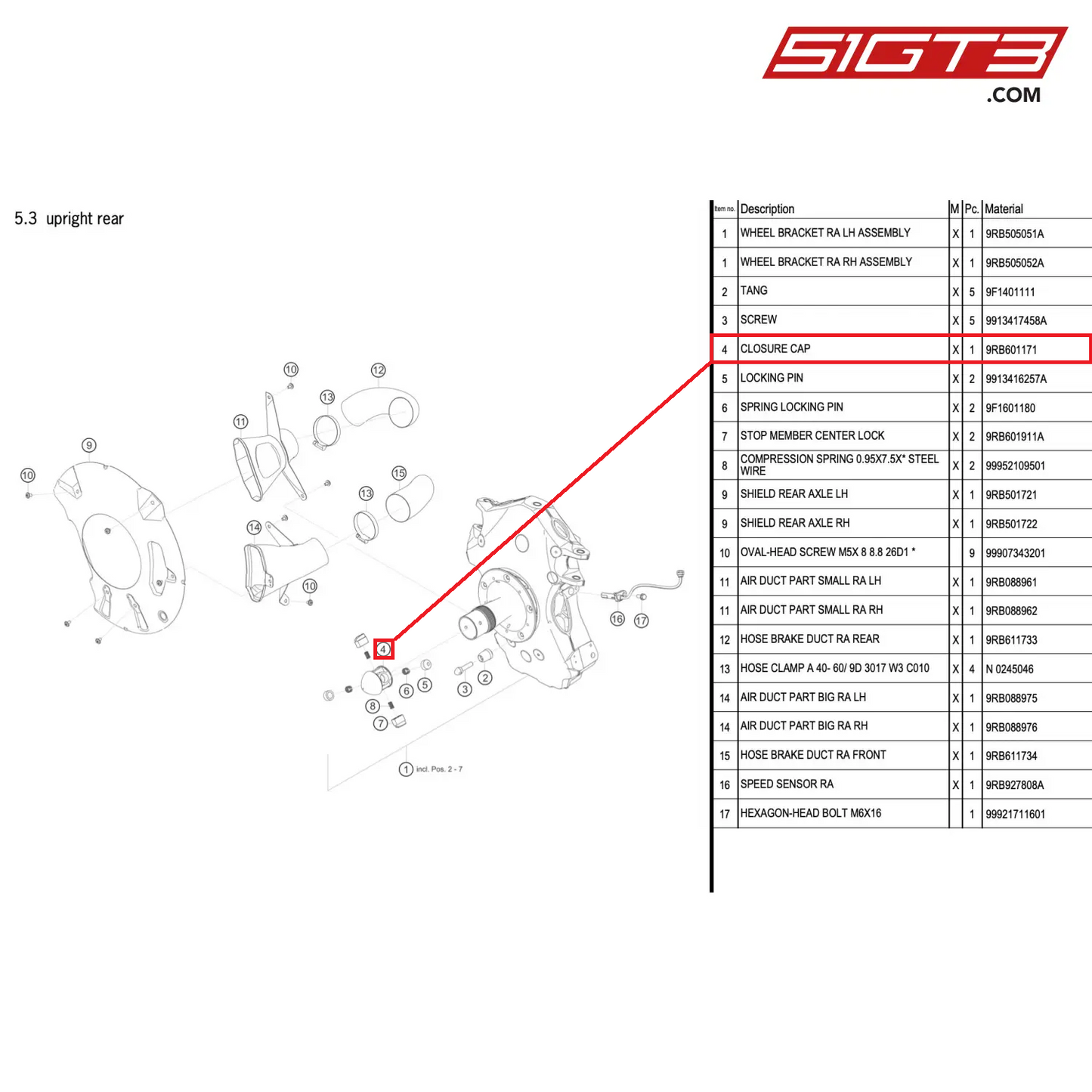 CLOSURE CAP - 9RB601171 [PORSCHE 992.1 GT3 R]