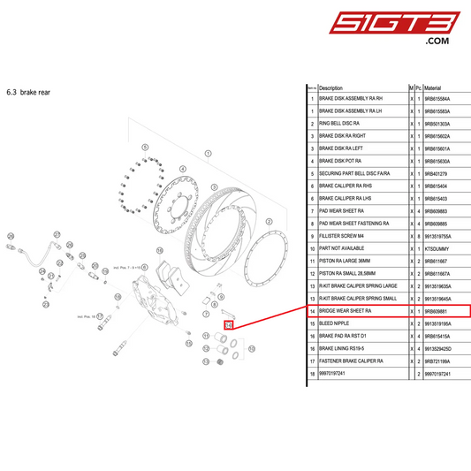 BRIDGE WEAR SHEET RA - 9RB609881 [PORSCHE 992.1 GT3 R]