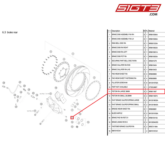 PISTON RA LARGE 36MM - 9RB611667 [PORSCHE 992.1 GT3 R]