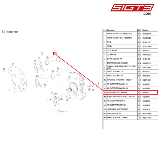 HOSE BRAKE DUCT RA REAR - 9RB611733 [PORSCHE 992.1 GT3 R]