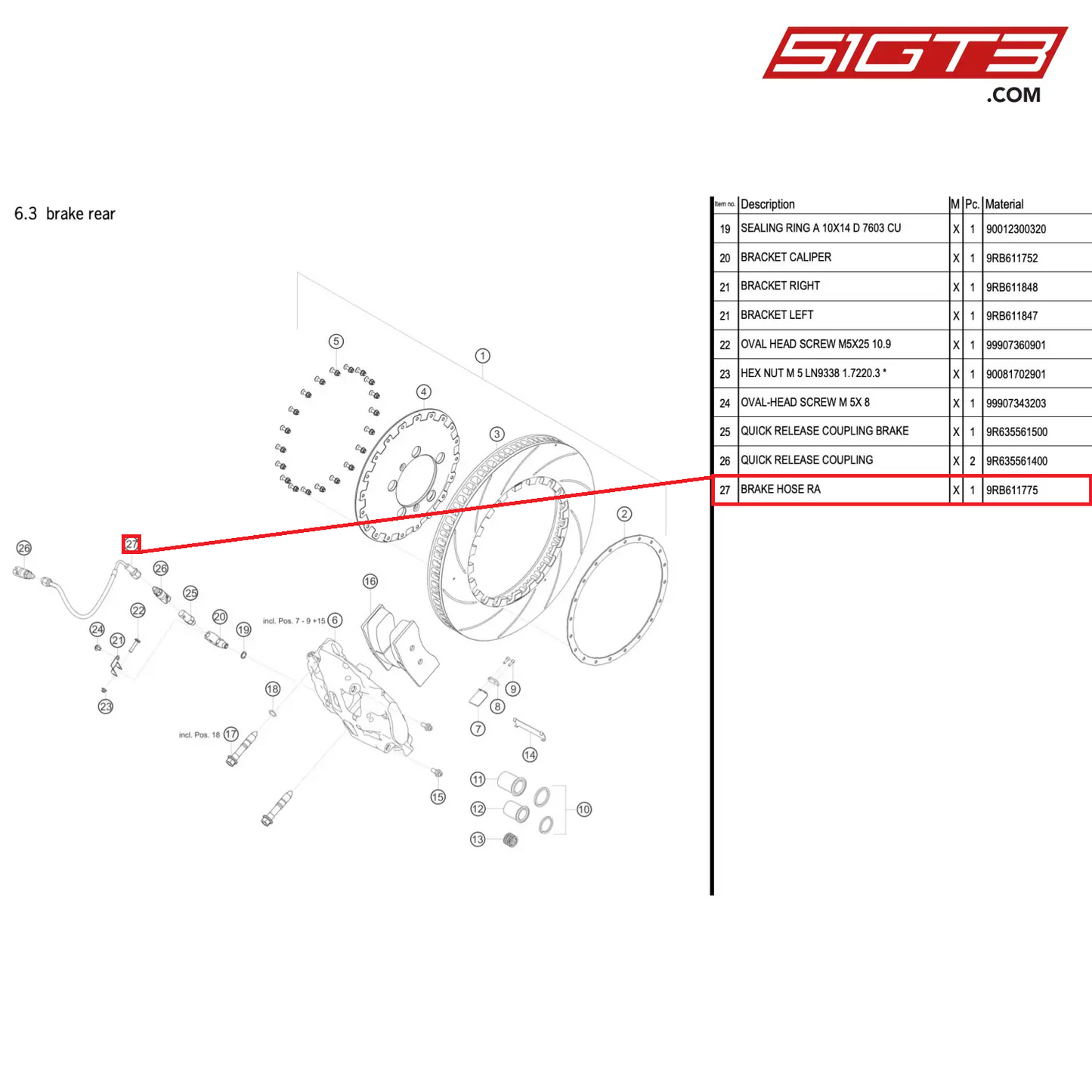 BRAKE HOSE RA - 9RB611775 [PORSCHE 992.1 GT3 R]