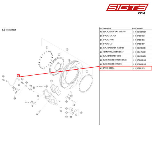 BRAKE HOSE RA - 9RB611775 [PORSCHE 992.1 GT3 R]