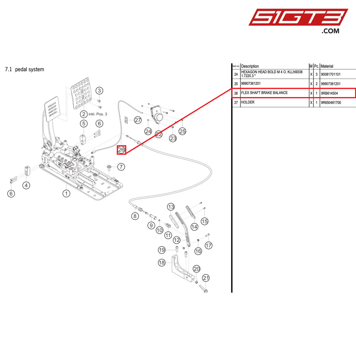 FLEX SHAFT BRAKE BALANCE - 9RB614504 [PORSCHE 992.1 GT3 R]