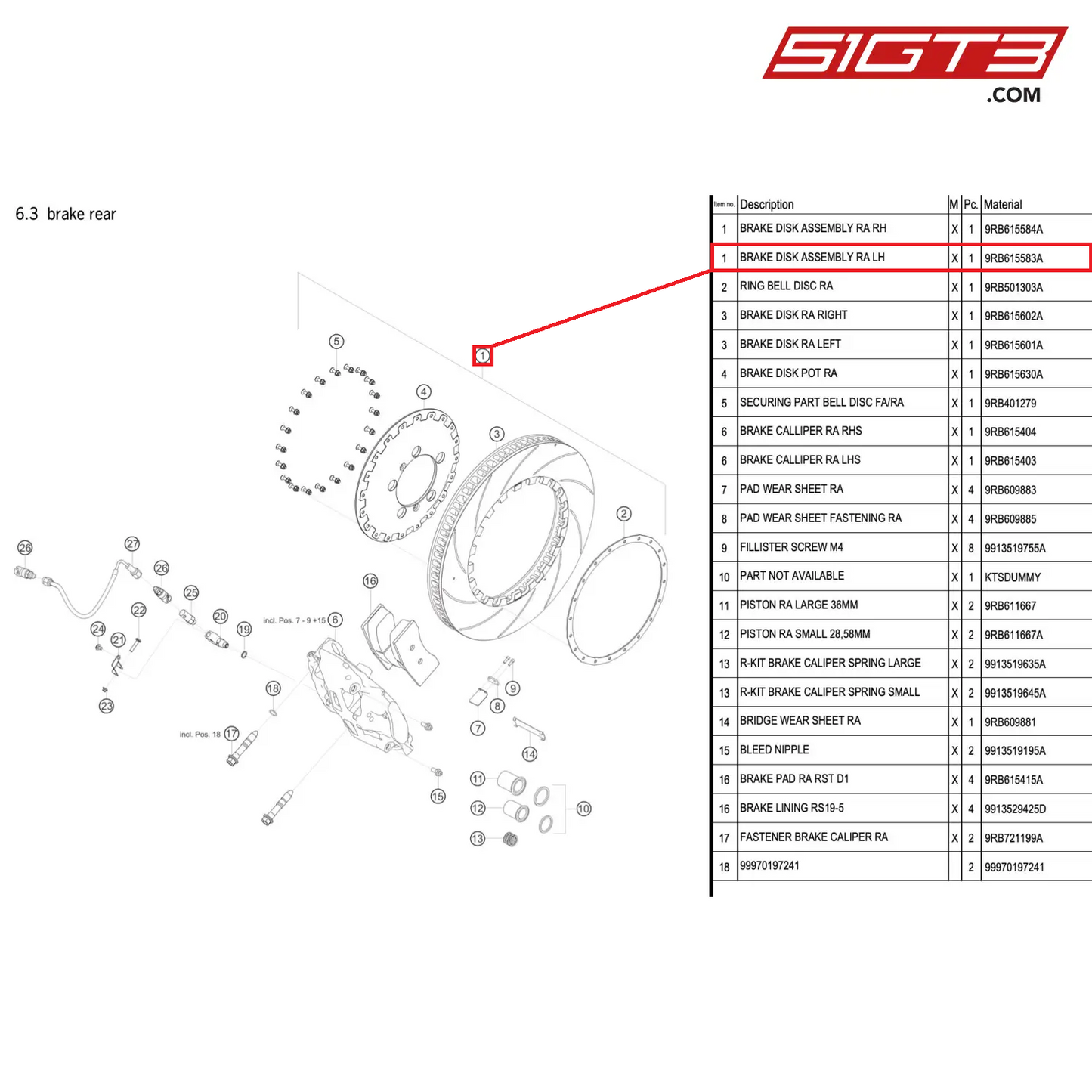 BRAKE DISK ASSEMBLY RA LH - 9RB615583A [PORSCHE 992.1 GT3 R]