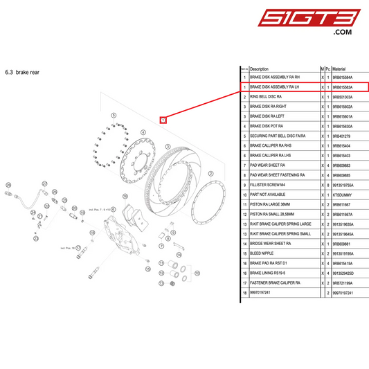 BRAKE DISK ASSEMBLY RA LH - 9RB615583A [PORSCHE 992.1 GT3 R]