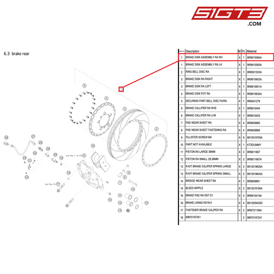 BRAKE DISK ASSEMBLY RA RH - 9RB615584A [PORSCHE 992.1 GT3 R]