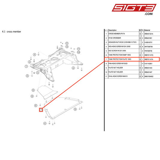 TANK PROTECTION PLATE 10KG - 9RB701147A [PORSCHE 992.1 GT3 R]