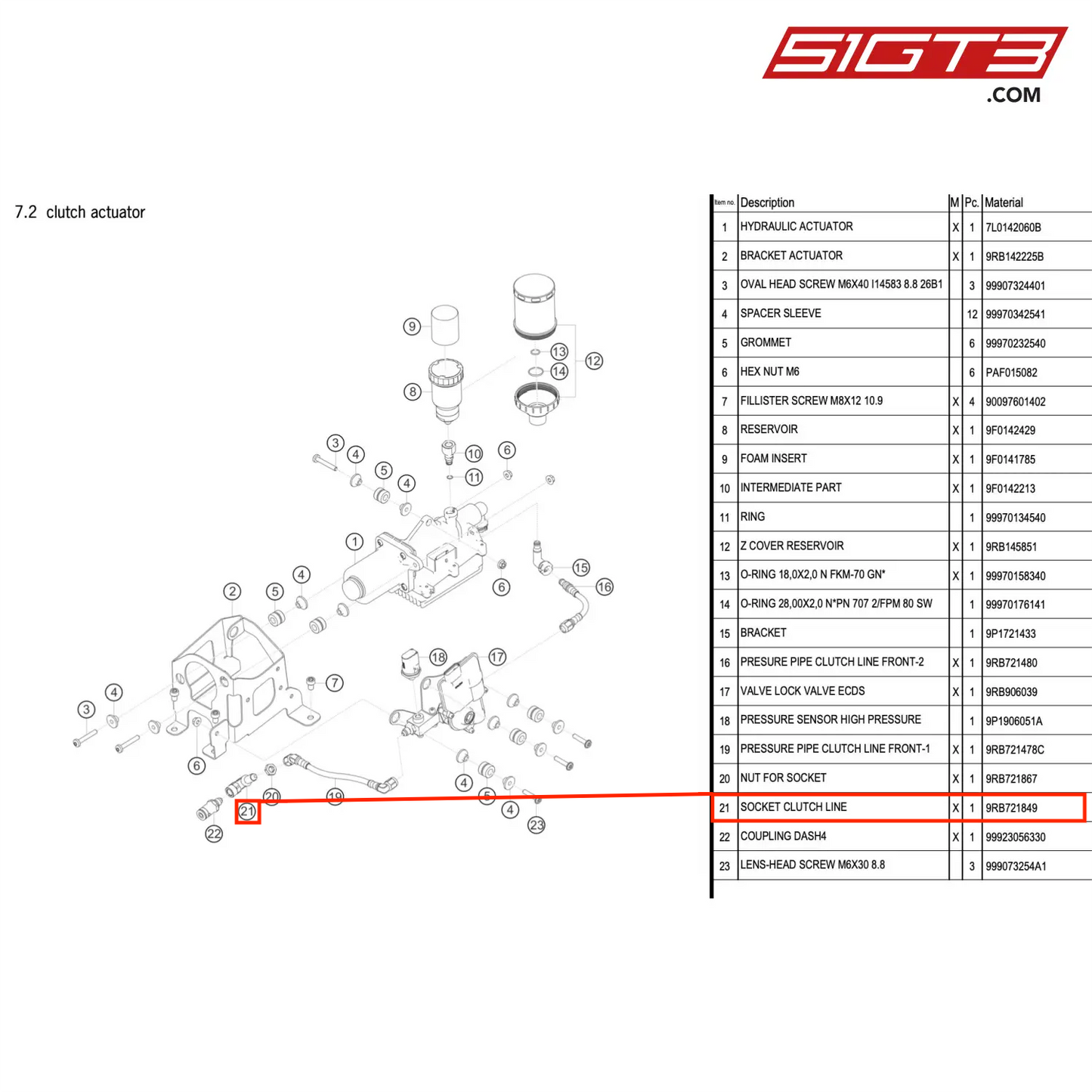 SOCKET CLUTCH LINE - 9RB721849 [PORSCHE 992.1 GT3 R]