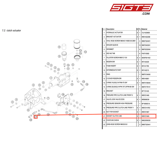 SOCKET CLUTCH LINE - 9RB721849 [PORSCHE 992.1 GT3 R]