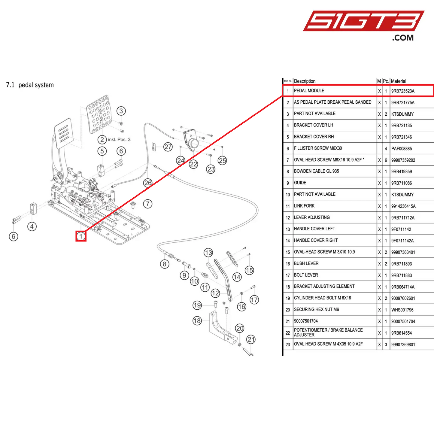 PEDAL MODULE - 9RB723523A [PORSCHE 992.1 GT3 R]