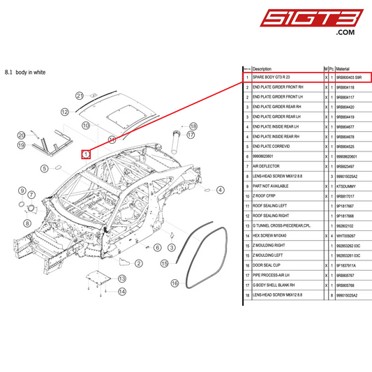 SPARE BODY GT3 R 23 - 9RB800403  S9R [PORSCHE 992.1 GT3 R]