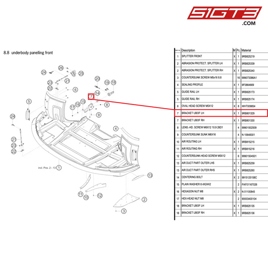 BRACKET UBOF LH - 9RB801329 [PORSCHE 992.1 GT3 R]