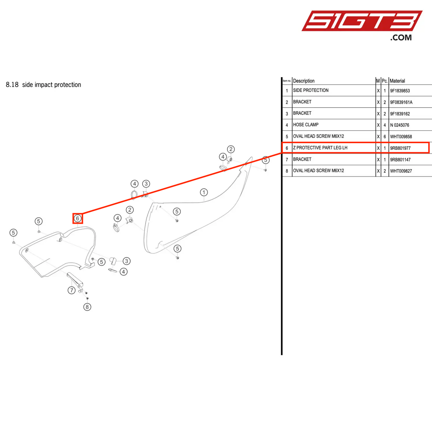 Z PROTECTIVE PART LEG LH - 9RB801977 [PORSCHE 992.1 GT3 R]