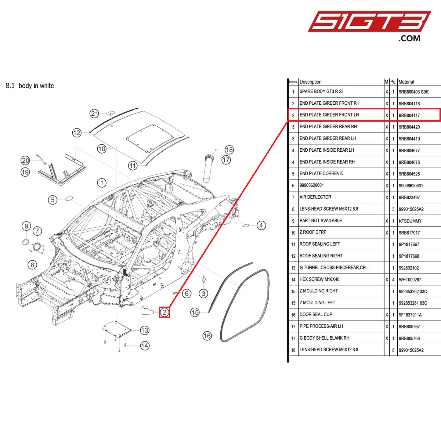 END PLATE GIRDER FRONT RH - 9RB804118 [PORSCHE 992.1 GT3 R]