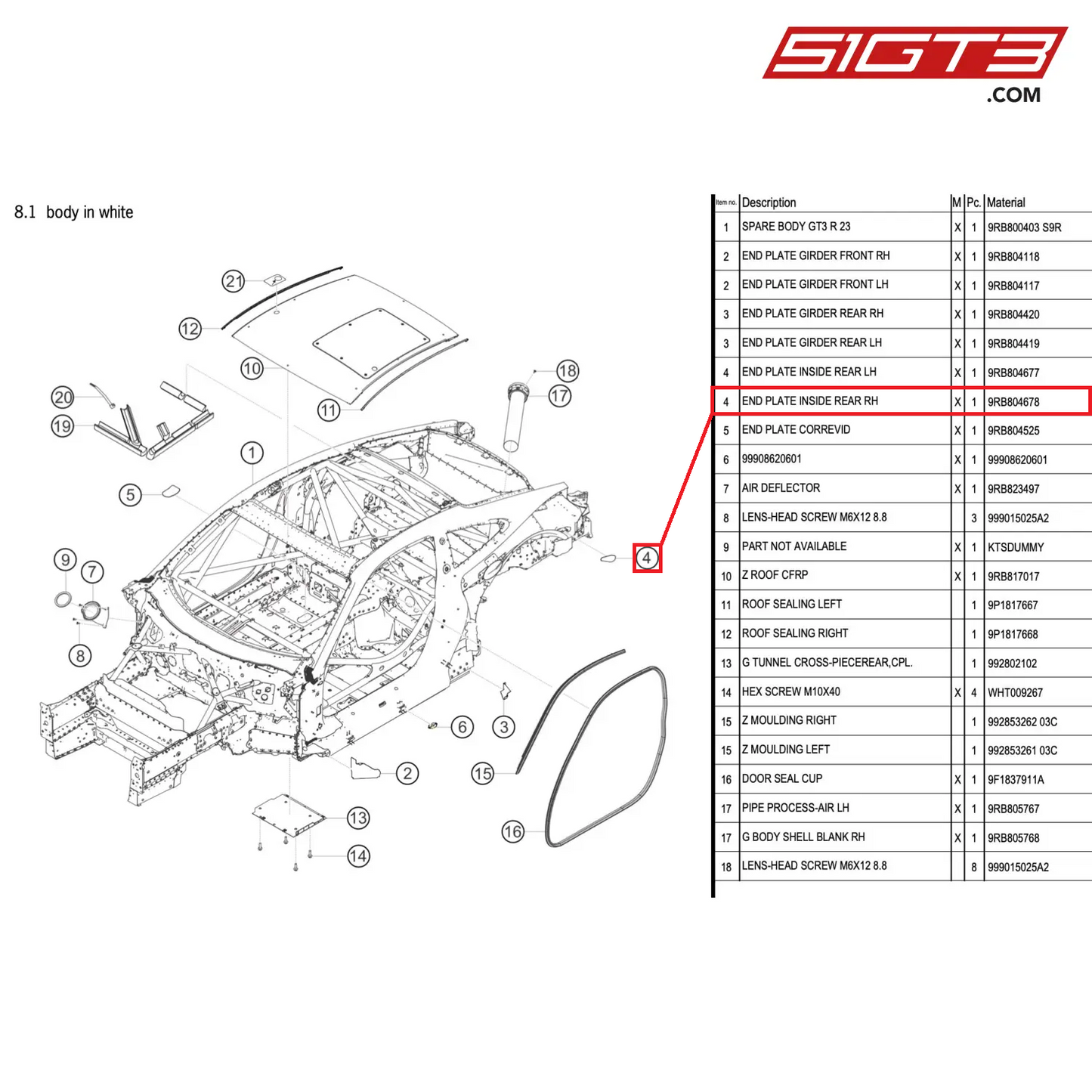 END PLATE INSIDE REAR RH - 9RB804678 [PORSCHE 992.1 GT3 R]