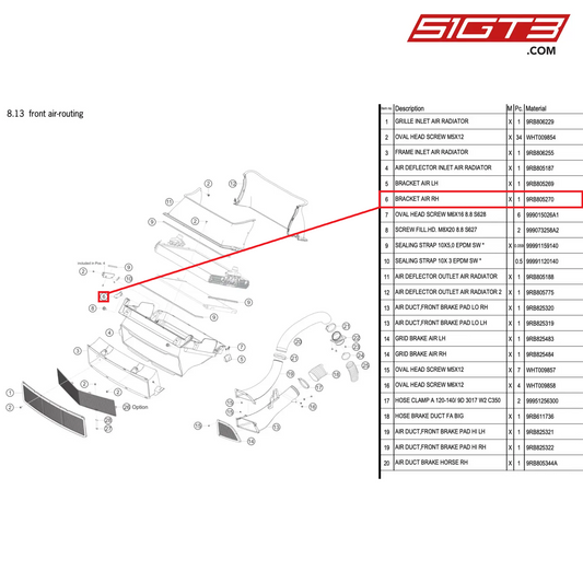 BRACKET AIR RH - 9RB805270 [PORSCHE 992.1 GT3 R]