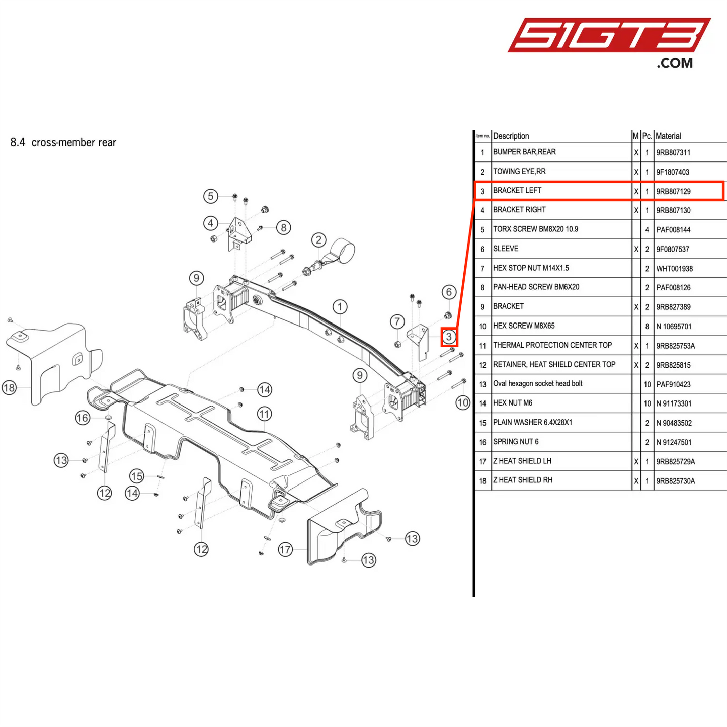 BRACKET LEFT - 9RB807129 [PORSCHE 992.1 GT3 R]