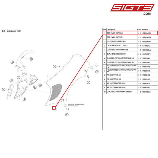 SIDE PANEL OUTER LH - 9RB809405A [PORSCHE 992.1 GT3 R]