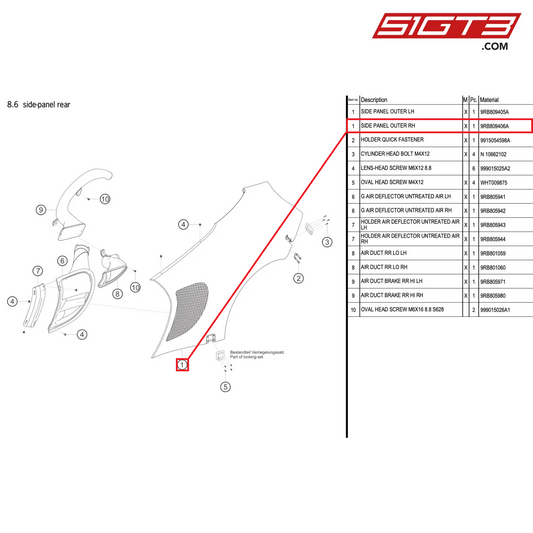 SIDE PANEL OUTER RH - 9RB809406A [PORSCHE 992.1 GT3 R]