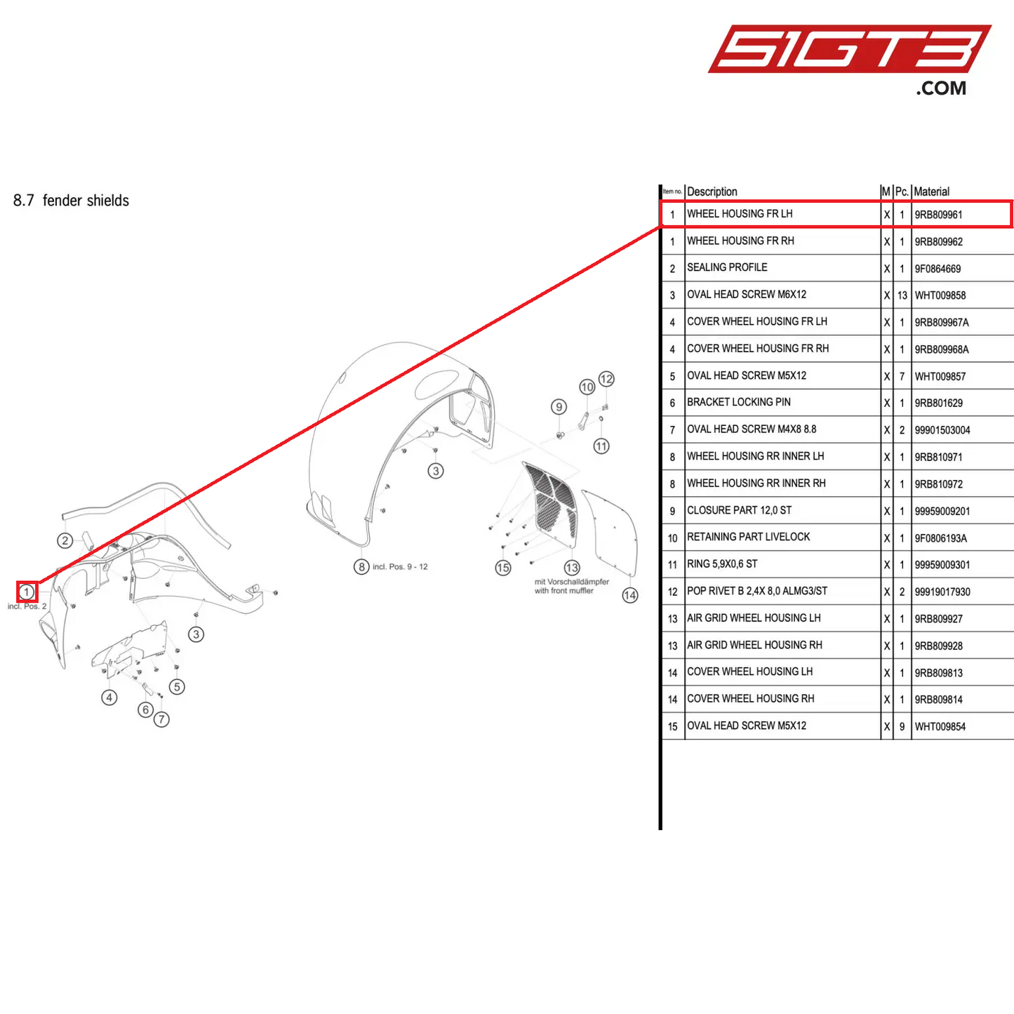 WHEEL HOUSING FR LH - 9RB809961 [PORSCHE 992.1 GT3 R]