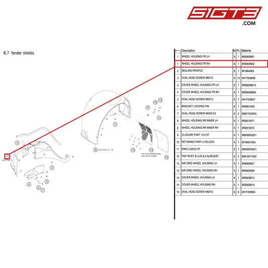 WHEEL HOUSING FR RH - 9RB809962 [PORSCHE 992.1 GT3 R]