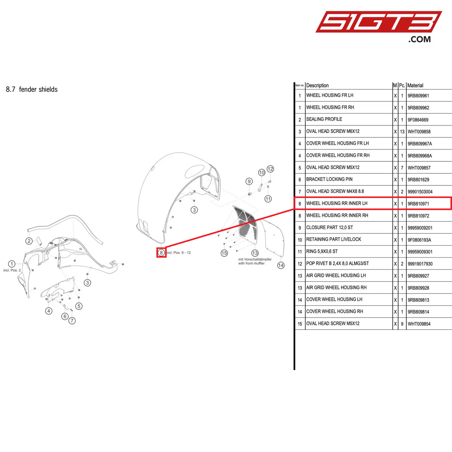 WHEEL HOUSING RR INNER LH - 9RB810971 [PORSCHE 992.1 GT3 R]