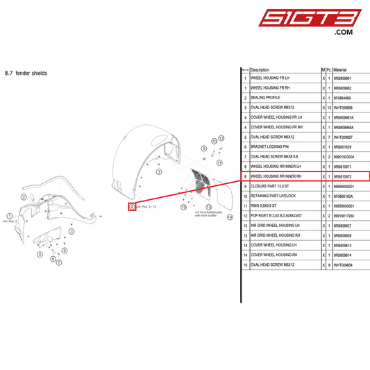 WHEEL HOUSING RR INNER RH - 9RB810972 [PORSCHE 992.1 GT3 R]