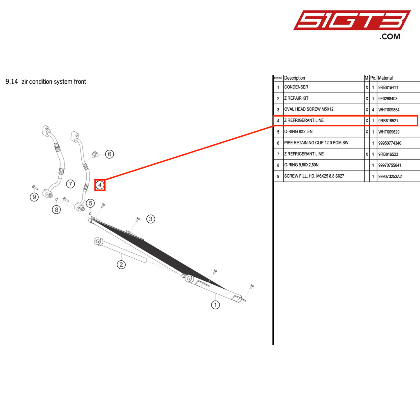 Z REFRIGERANT LINE - 9RB816521 [PORSCHE 992.1 GT3 R]