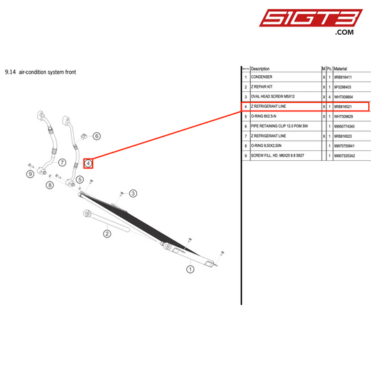 Z REFRIGERANT LINE - 9RB816521 [PORSCHE 992.1 GT3 R]