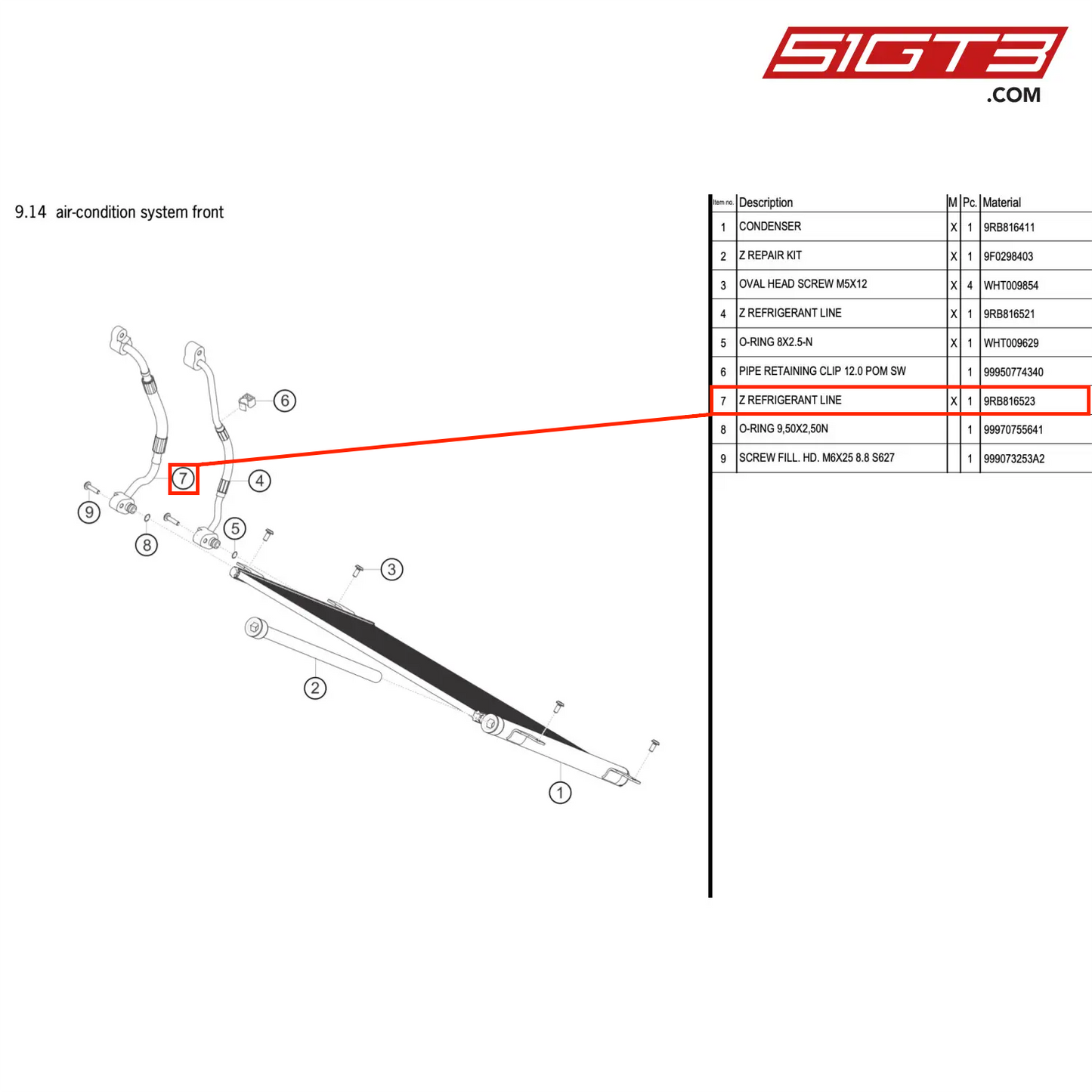 Z REFRIGERANT LINE - 9RB816523 [PORSCHE 992.1 GT3 R]