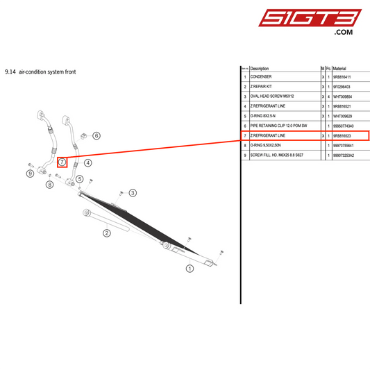 Z REFRIGERANT LINE - 9RB816523 [PORSCHE 992.1 GT3 R]