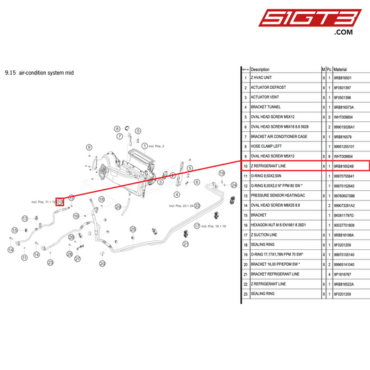 Z REFRIGERANT LINE - 9RB816524B [PORSCHE 992.1 GT3 R]