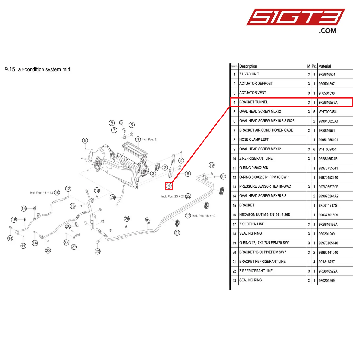 BRACKET TUNNEL - 9RB816573A [PORSCHE 992.1 GT3 R]