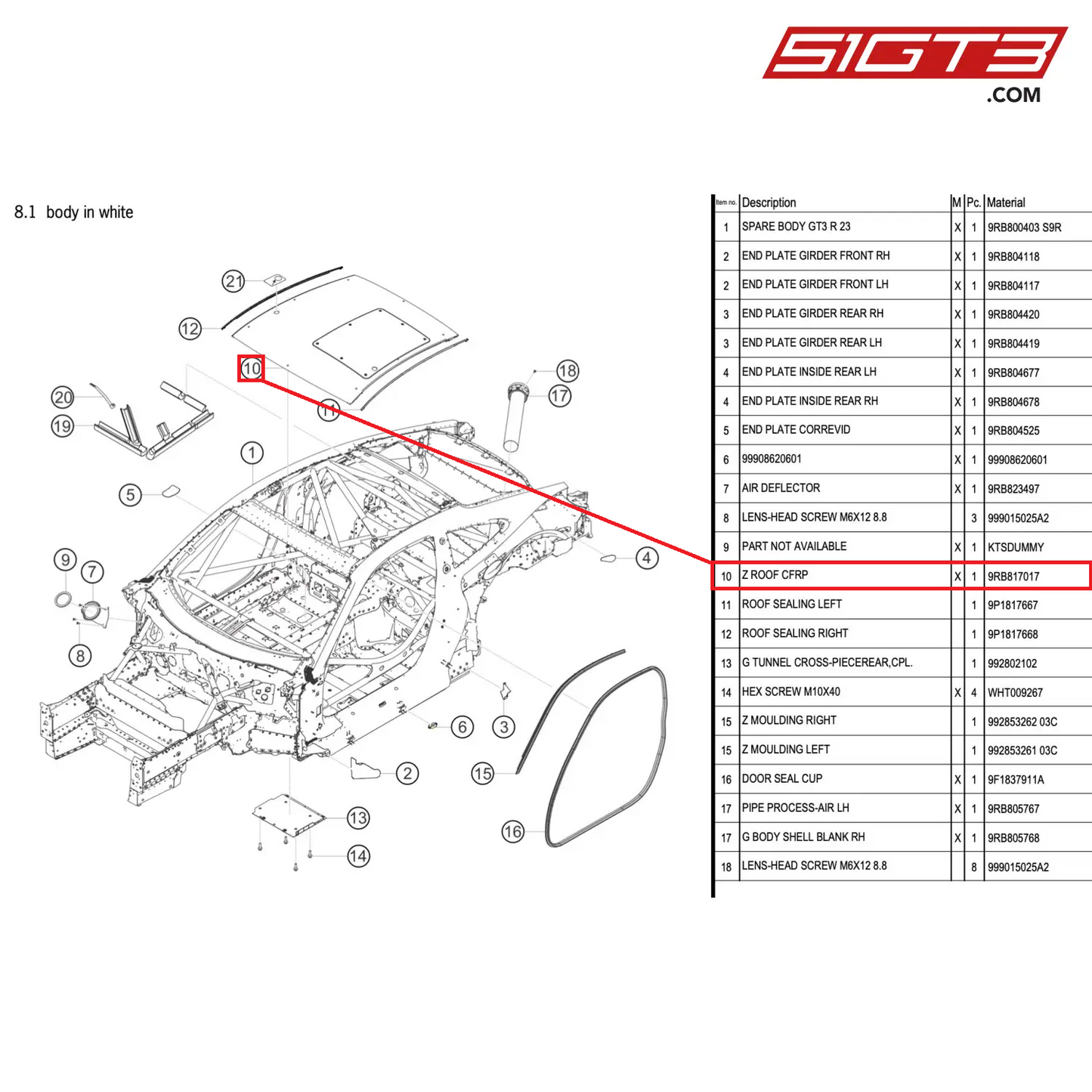 Z ROOF CFRP - 9RB817017 [PORSCHE 992.1 GT3 R]