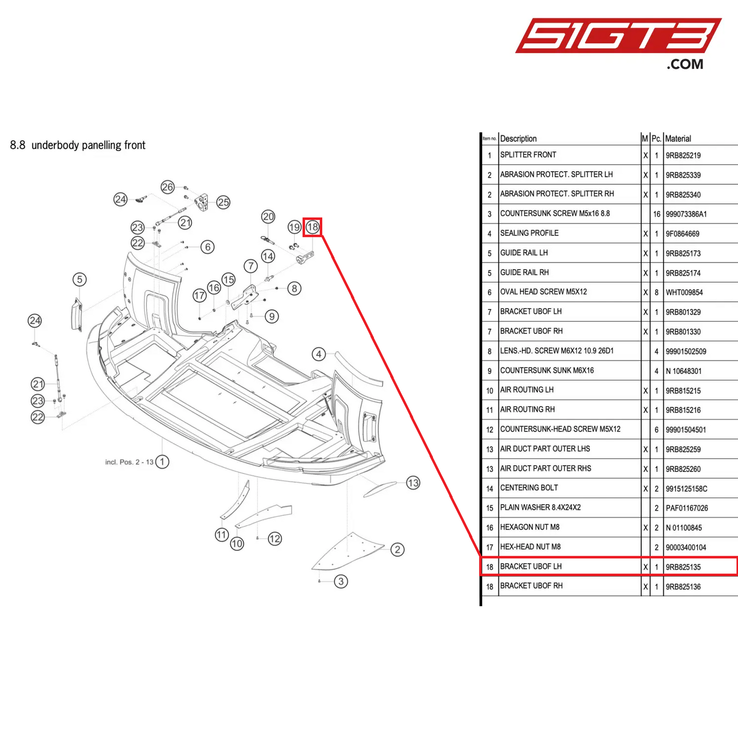 BRACKET UBOF LH - 9RB825135 [PORSCHE 992.1 GT3 R]