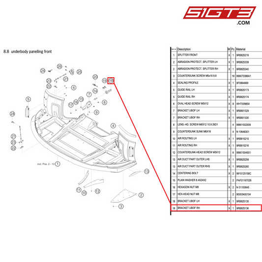 BRACKET UBOF RH - 9RB825136 [PORSCHE 992.1 GT3 R]